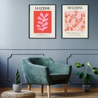 Kit 2 Quadros Matisse - Coral  Floral 45x34cm - Com Vidro Mol