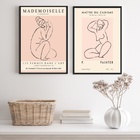 Kit 2 Quadros Matisse Mulheres Rosa 33x24cm Moldura Branca