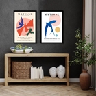 Kit 2 Quadros Matisse Pássaros Coloridos 45x34cm - Com Vidro