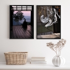 Kit 2 Quadros Meditação Fotografias Monge 45x34cm - Com Vidro