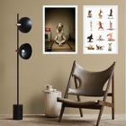 Kit 2 Quadros Meditação Yoga - Dogs 33x24cm Moldura:madeira P