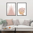 Kit 2 Quadros Menina Com Pássaros 24x18cm - Com Vidro Moldura