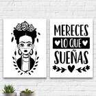 Kit 2 Quadros Mereces Los Que Sueñas 24x18cm Moldura:madeira