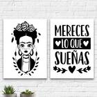 Kit 2 Quadros Mereces Los Que Sueñas 45x34cm Moldura:madeira