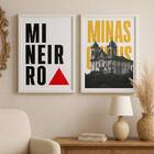 Kit 2 Quadros Minas Gerais Mineiro Barroco 33x24cm Moldura Pr