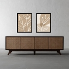 Kit 2 Quadros Minimalista Bege - Simple Leaf 24x18cm Moldura:
