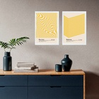 Kit 2 Quadros Minimalistas Bauhaus - Amarelo 24x18cm - Com Vi