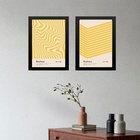 Kit 2 Quadros Minimalistas Bauhaus - Amarelo 24x18cm Moldura