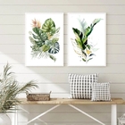 Kit 2 Quadros Minimalistas Botânica- Folhagens 33x24cm - Com