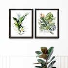 Kit 2 Quadros Minimalistas Botânica- Folhagens 33x24cm - Com