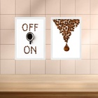 Kit 2 Quadros Minimalistas Café On - Off 33x24cm - Com Vidro