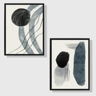 Kit 2 Quadros Minimalistas Cinza E Preto 45x34cm Moldura:made