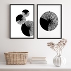 Kit 2 Quadros Minimalistas Círculos Efeito textura 45x34cm -