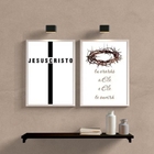 Kit 2 Quadros Minimalistas Evangélicos- Jesus Cristo 33x24cm