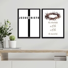 Kit 2 Quadros Minimalistas Evangélicos- Jesus Cristo 45x34cm
