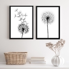 Kit 2 Quadros Minimalistas Flor Dente de leão 24x18cm - Com V