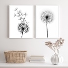 Kit 2 Quadros Minimalistas Flor Dente de leão 33x24cm Moldura