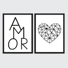 Kit 2 Quadros Minimalistas Geométricos Amor 45x34cm Moldura:m