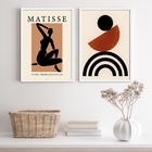Kit 2 Quadros Minimalistas Marrom Com Preto matisse 33x24cm -