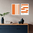 Kit 2 Quadros Minimalistas Modernos Laranja - Bauhaus 24x18cm