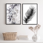 Kit 2 Quadros Minimalistas Modernos Pena E Andorinhas 45x34cm