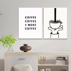 Kit 2 Quadros Minimalistas More Coffee 24x18cm - Com Vidro Mo
