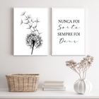 Kit 2 Quadros Minimalistas Nunca Foi Sorte foi deus 33x24cm -
