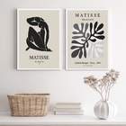 Kit 2 Quadros Minimalistas Preto E Cinza matisse 45x34cm Mold