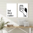 Kit 2 Quadros Minimalistas Temáticos Café 24x18cm - Com Vidro