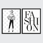 Kit 2 Quadros Moda Feminina Fashion 33x24cm - Com Vidro Moldu