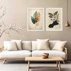 Kit 2 Quadros Modernos A Mente Da Natureza 45x34cm - Com Vidr