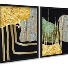 Kit 2 Quadros Modernos Abstratos Contemporâneos 24x18cm - Com