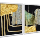 Kit 2 Quadros Modernos Abstratos Contemporâneos 33x24cm Moldu