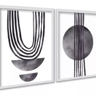 Kit 2 Quadros Modernos Cinza Para Sala Ou Quarto 33x24cm - Co