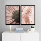 Kit 2 Quadros Modernos Flor E Folha Rosê 33x24cm - Com Vidro