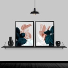 Kit 2 Quadros Modernos Folhas Coloridas 33x24cm - Com Vidro M
