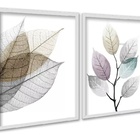 Kit 2 Quadros Modernos Folhas Transparentes 24x18cm Moldura P