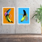 Kit 2 Quadros Modernos Para Cozinha - Bananas 33x24cm Moldura