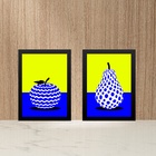 Kit 2 Quadros Modernos Para Cozinha - Frutas 24x18cm - Com Vi