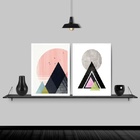 Kit 2 Quadros Modernos Triângulos Coloridos 45x34cm Moldura:m