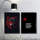 Kit 2 Quadros Motivacionais Aprendizado - Lobo 33x24cm Moldur