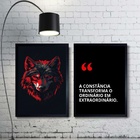 Kit 2 Quadros Motivacionais Constância - Lobo 24x18cm Moldura