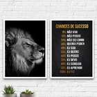 Kit 2 Quadros Motivacionais Leão sucesso 24x18cm Moldura:made