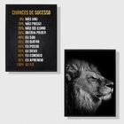Kit 2 Quadros Motivacionais Leão sucesso 33x24cm - Com Vidro