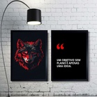 Kit 2 Quadros Motivacionais Objetivo - Lobo 33x24cm - Com Vid