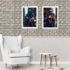 Kit 2 Quadros Motos - Feras Motociclistas 45x34cm Moldura:mad