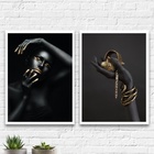 Kit 2 Quadros Mulher Bijuterias Douradas 24x18cm - Com Vidro