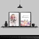Kit 2 Quadros Mulher Permita-se Florescer 33x24cm - Com Vidro