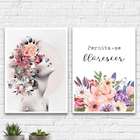 Kit 2 Quadros Mulher Permita-se Florescer 45x34cm - Com Vidro