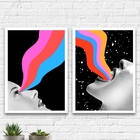 Kit 2 Quadros Mulheres Arco-íris 45x34cm - Com Vidro Moldura: